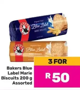 Game Bakers Blue Label Marie Biscuits 200 g Assorted offer