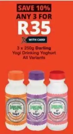 Checkers Hyper Darling Yogi Drinking Yoghurt All Variants offer