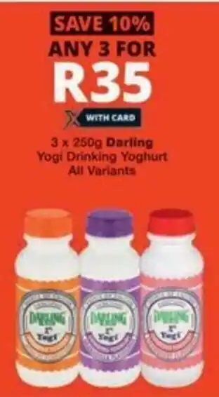 Checkers Hyper Darling Yogi Drinking Yoghurt All Variants offer