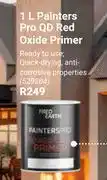 Builders Warehouse Fired Earth Painters Pro QD Red Oxide Primer 529204-1Ltr offer