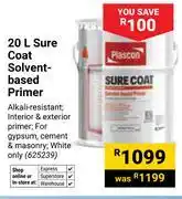 Builders Warehouse Plascon Sure Coat Solvent Based Primer 625239-20Ltr offer
