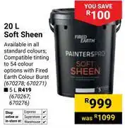 Builders Warehouse Fired Earth Soft Sheen 670278, 670271-20Ltr offer
