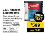 Builders Warehouse Plascon 2.5L Kitchens & Bathrooms offer