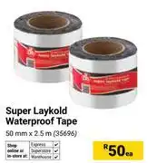 Builders Warehouse Super Laykold Waterproof Tape-50mm x 2.5m Each offer