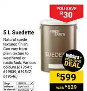 Builders Warehouse Fired Earth 5L Suedette offer