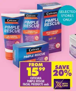 Shoprite Cuticura pimple rescue facial products offer