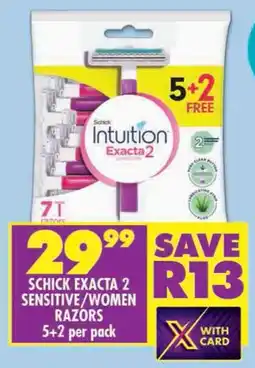Shoprite Schick exacta 2 sensitive/ women razors offer
