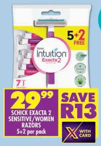 Shoprite Schick exacta 2 sensitive/ women razors offer