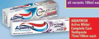 Shoprite AQUAFRESH Active White/ Complete Care Toothpaste offer