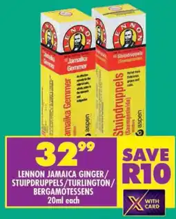 Shoprite Lennon jamaica ginger/ stuipdruppels/ turlington/ bergamotessens offer
