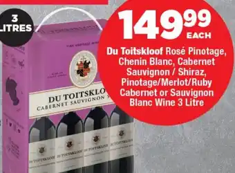 OK Foods Du Toitskloof Rosé Pinotage, Chenin Blanc, Cabernet Sauvignon/ Shiraz, Pinotage/ Merlot/Ruby Cabernet or Sauvignon Blanc Wine offer