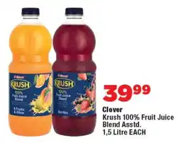 OK Foods Clover Krush 100% Fruit Juice Blend Asstd. offer