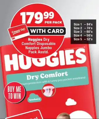 OK Foods Huggies Dry Comfort Disposable Nappies Jumbo Pack Asstd. offer