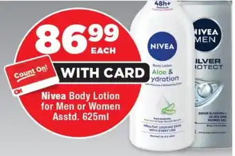 OK Foods Nivea Body Lotion for Men or Women Asstd. offer