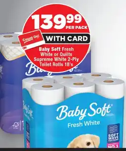 OK Foods Baby Soft Fresh White or Quilts Supreme White 2-Ply Toilet Rolls offer