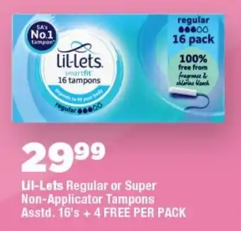 OK Foods Lil-Lets Regular or Super Non-Applicator Tampons offer
