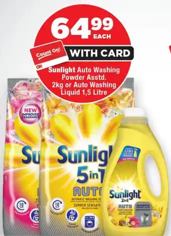 OK Foods Sunlight Auto Washing Powder Asstd. or Auto Washing Liquid offer