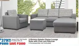 OK Furniture 2-Division Natalia Chaise Lounge Suite with Chair and Ottoman offer