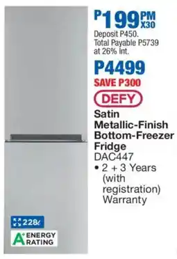 OK Furniture DEFY Satin Metallic-Finish Bottom-Freezer Fridge offer