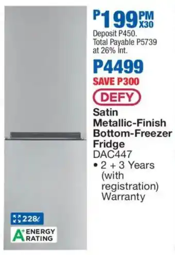 OK Furniture DEFY Satin Metallic-Finish Bottom-Freezer Fridge offer