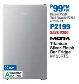 OK Furniture MORA Titanium Silver-Finish Bar Fridge offer