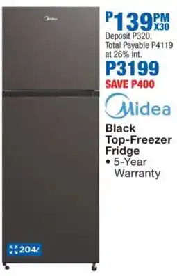 OK Furniture Midea Black Top-Freezer Fridge offer