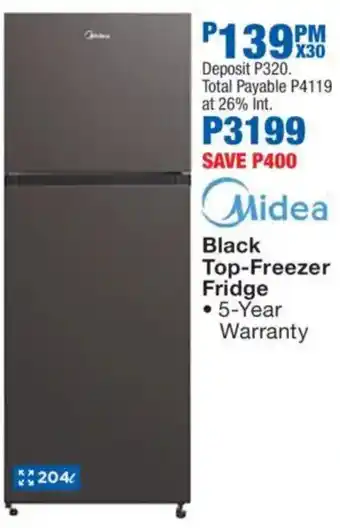 Midea Black Top-Freezer Fridge