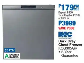 OK Furniture KIC Dark Grey Chest Freezer offer
