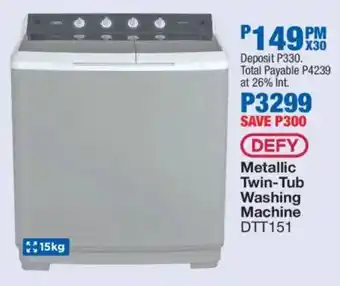 OK Furniture DEFY Metallic Twin-Tub Washing Machine offer