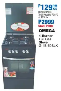 OK Furniture OMEGA 4-Burner Full Gas Stove offer