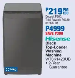 OK Furniture Hisense Black Top-Loader Washing Machine offer