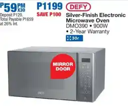 OK Furniture DEFY Silver-Finish Electronic Microwave Oven offer