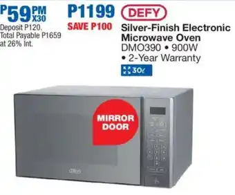 OK Furniture DEFY Silver-Finish Electronic Microwave Oven offer