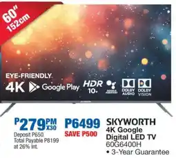 OK Furniture SKYWORTH 4K Google Digital LED TV offer