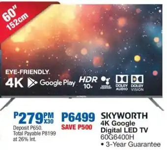 OK Furniture SKYWORTH 4K Google Digital LED TV offer