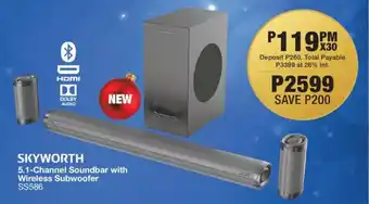 OK Furniture SKYWORTH 5.1-Channel Soundbar with Wireless Subwoofer offer