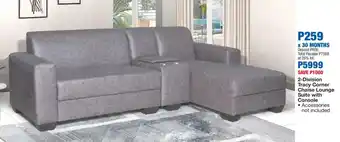 OK Furniture 2-Division Tracy Corner Chaise Lounge Suite with Console offer