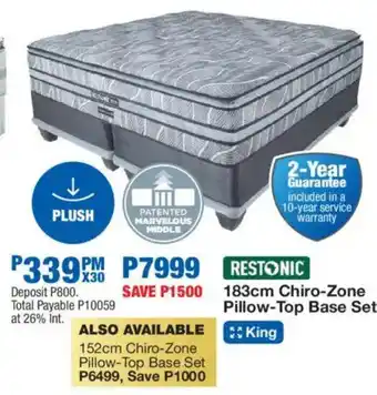 OK Furniture Restonic 183cm Chiro-Zone Pillow-Top Base Set offer