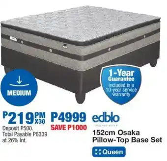 OK Furniture Edblo 152cm Osaka Pillow-Top Base Set offer