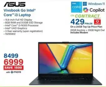 Incredible Connection ASUS Vivobook Go Intel Core i3 Laptop offer