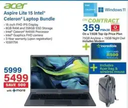 Incredible Connection Acer Aspire Lite 15 Intel Celeron Laptop Bundle offer
