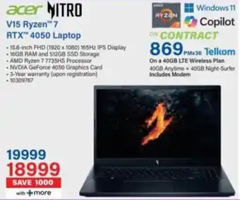 Incredible Connection Acer V15 Ryzen 7 RTX 4050 Laptop offer