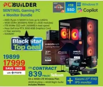 Incredible Connection PC BUILDER SENTINEL Gaming PC + Monitor Bundle offer