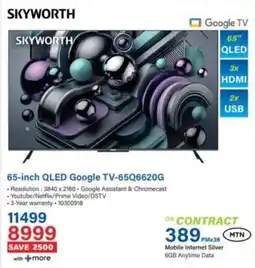 Incredible Connection SKYWORT 65-inch QLED Google TV-65Q6620G H offer