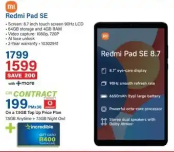 Incredible Connection Redmi Pad SE offer