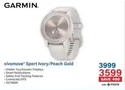 Incredible Connection Garmin Vivomove Sport Ivory/ Peach Gold offer