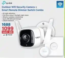 Incredible Connection Tp-link Outdoor Wifi Security Camera + Smart Remote Dimmer Switch Combo offer