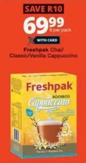 Checkers Hyper Freshpak Chai/ Classic/ Vanilla Cappuccino offer