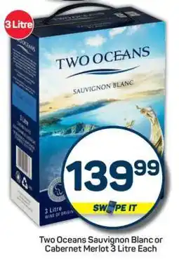 Pick n Pay Two Oceans Sauvignon Blanc or Cabernet Merlot 3 Litre Each offer