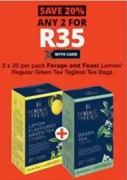 Checkers Hyper Forage and Feast Lemon/ Regular Green Tea Tagless Tea Bags offer